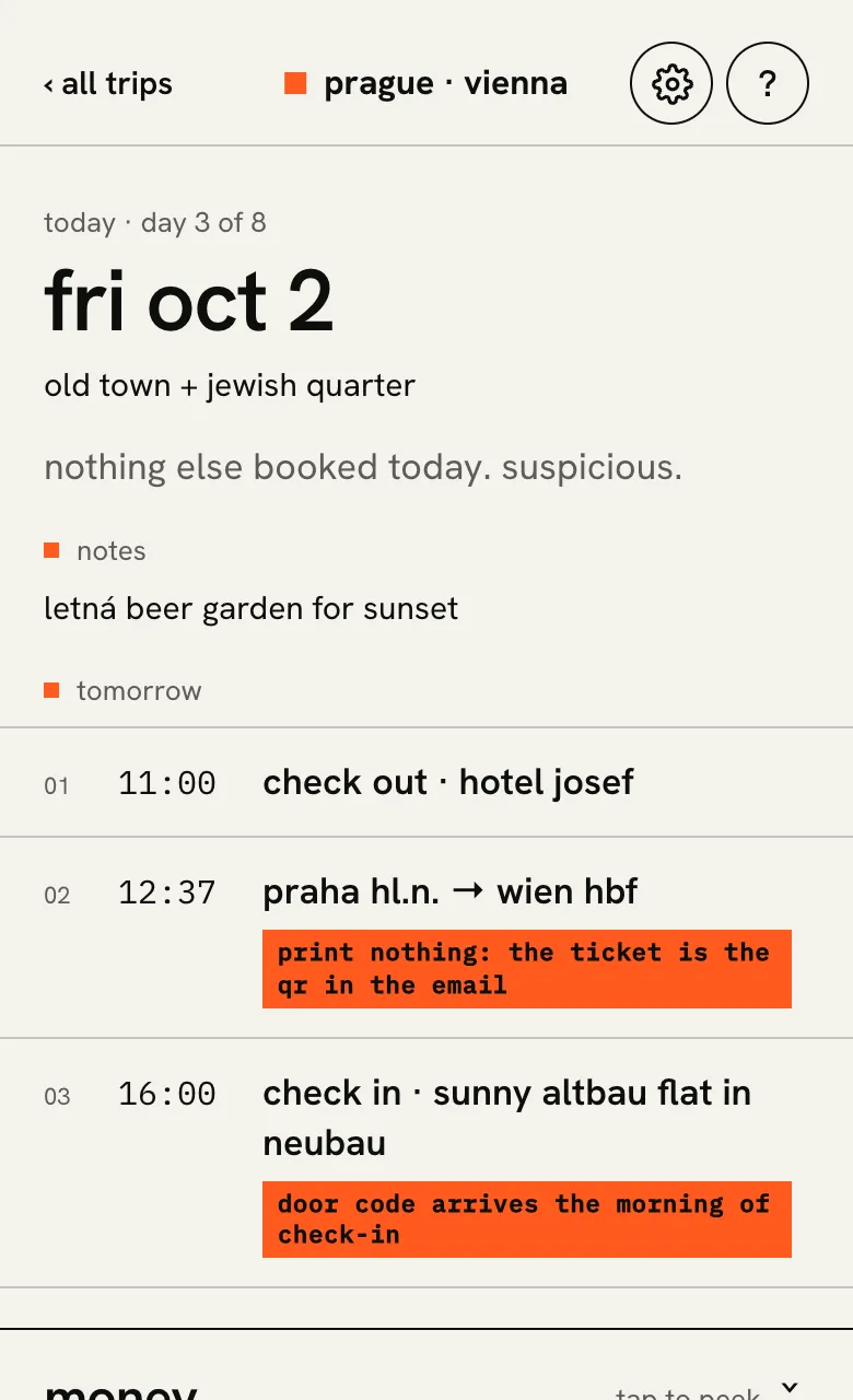 trippee's trip tab: today, tomorrow's bookings and what not to miss